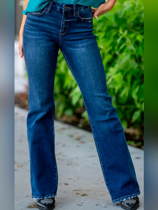 Vervet Denim - Vervet Dark Wash Restructure High Rise Relaxed Fit Flare Jeans